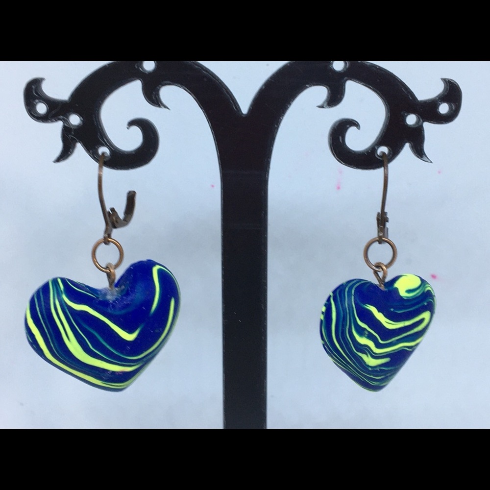 Unique Handmade Polymer Clay Heart ❤️ Earrings - Picture 5 of 6
